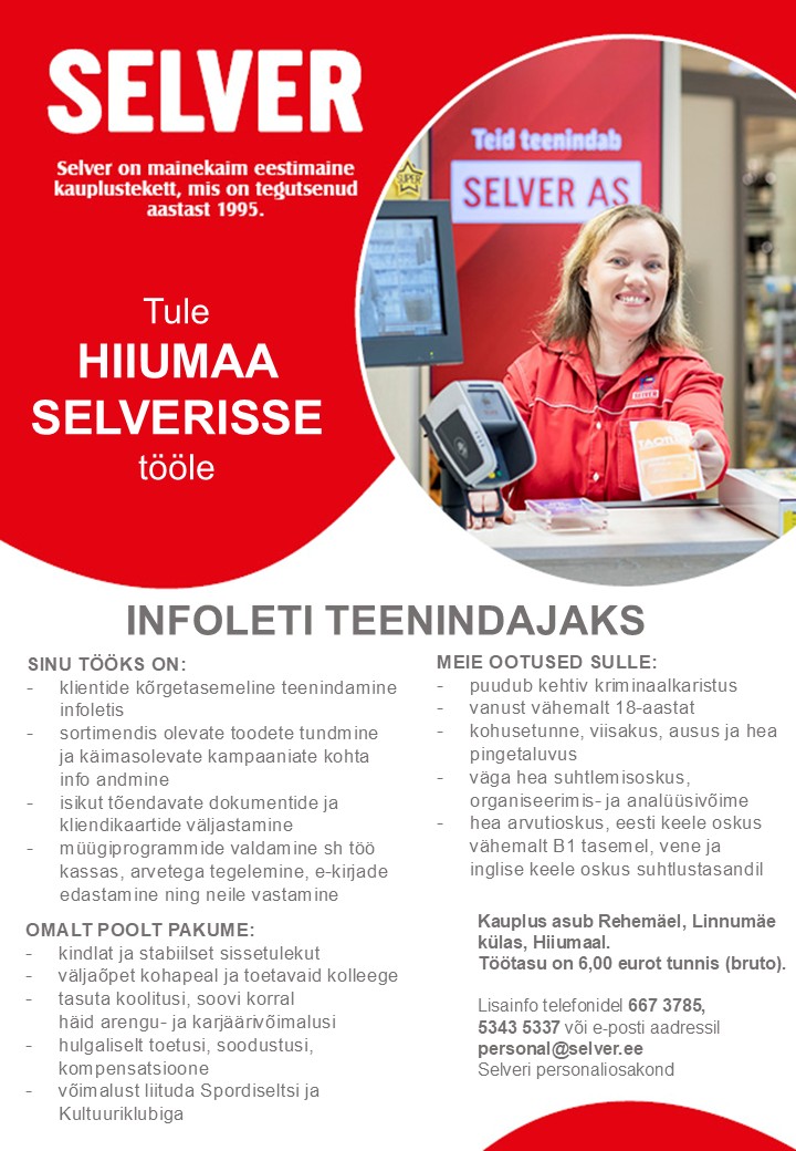 Selver Infoteenindaja Hiiumaa Selveris
