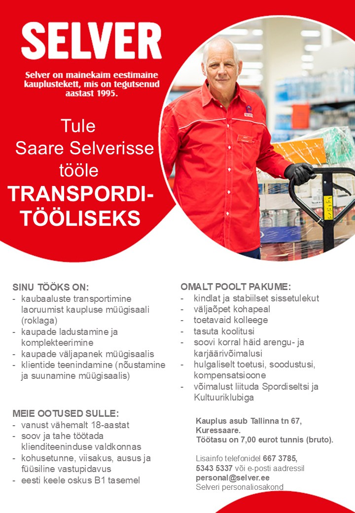 Selver Transporditööline Saare Selveris