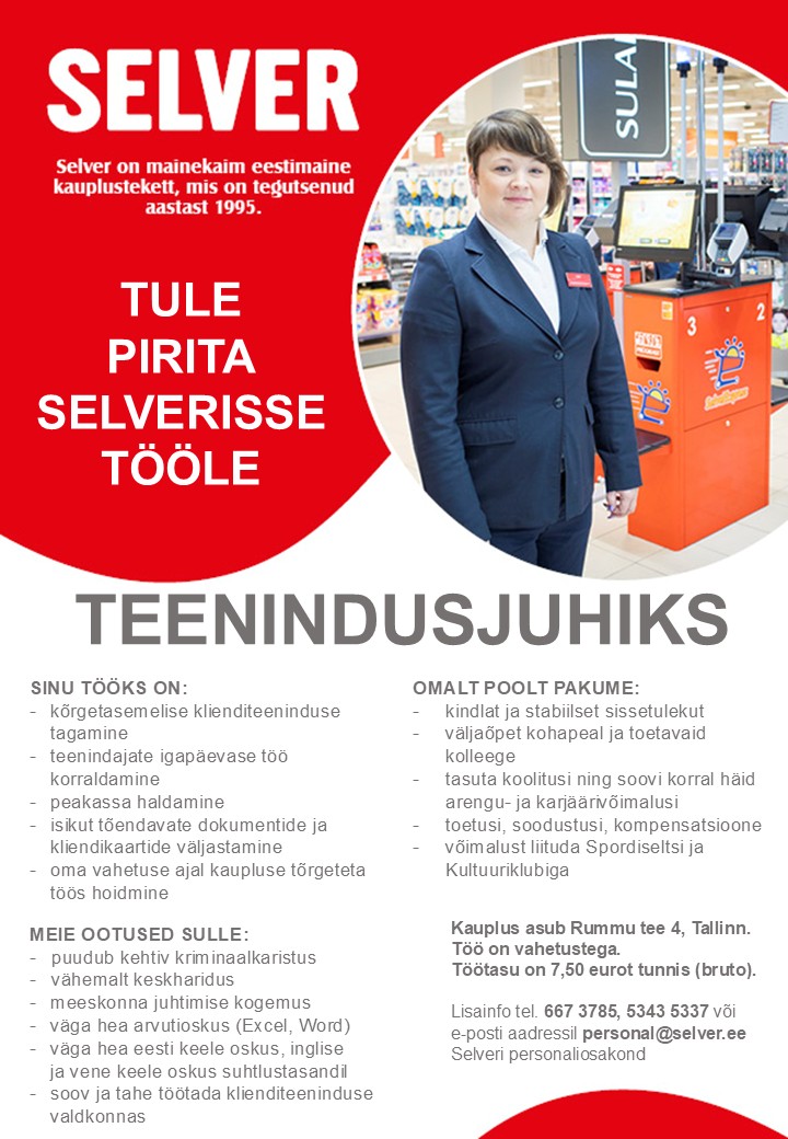 Selver Teenindusjuht Pirita Selveris