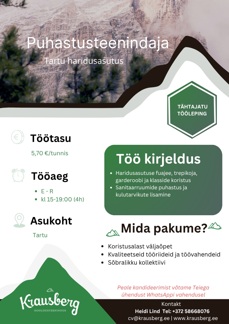 Krausberg Eesti OÜ Puhastusteenindaja, Tartu haridusasutus (osaline)