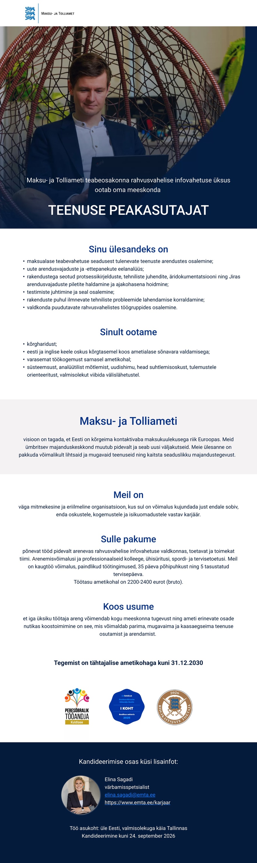 Maksu- ja Tolliamet Teenuse peakasutaja