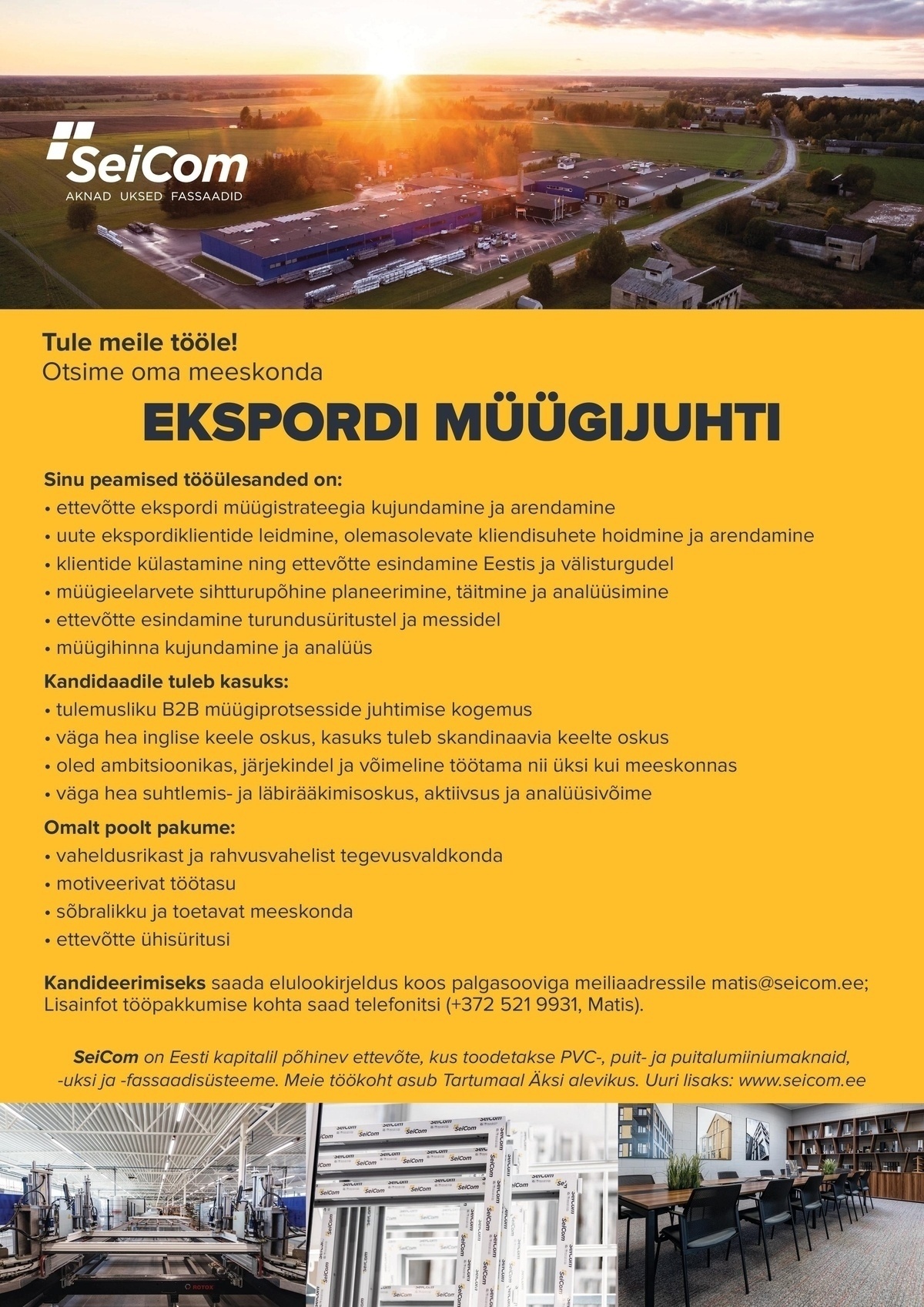 SEICOM OÜ Ekspordi müügijuht