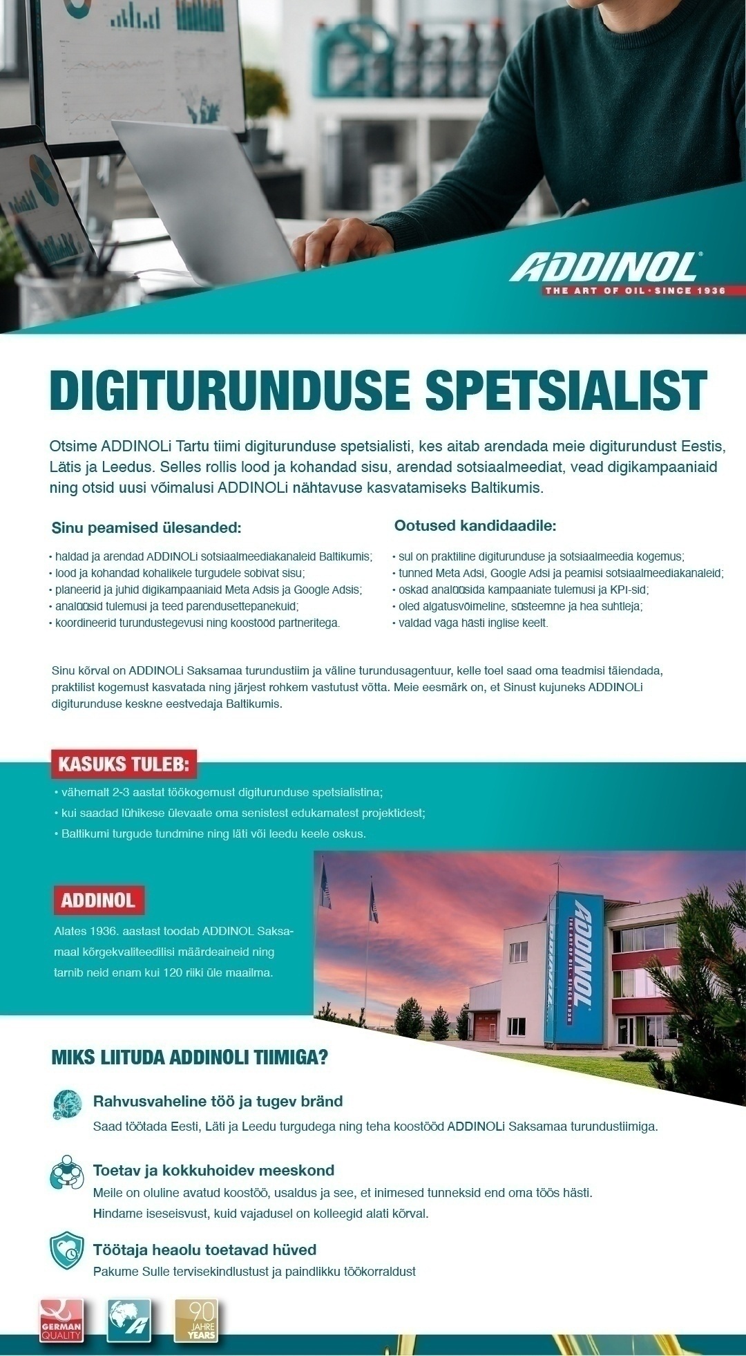 ADDINOL LUBE OIL OÜ Digiturunduse spetsialist