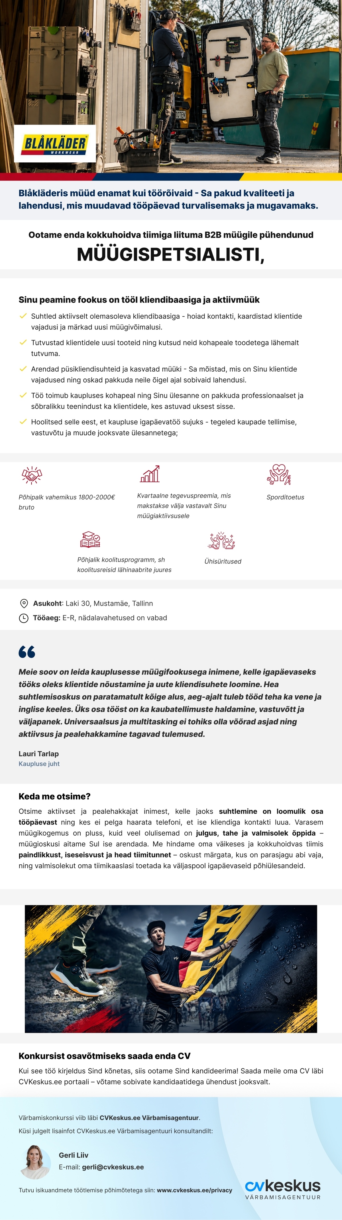 Blåkläder Workwear Center OÜ MÜÜGISPETSIALIST