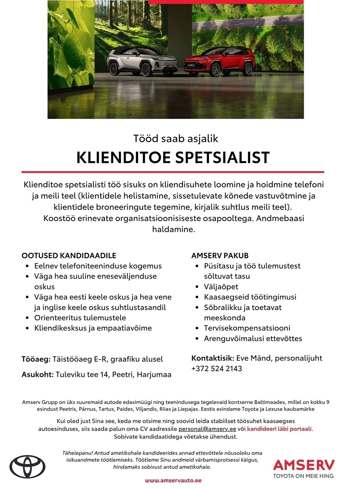 Amserv Auto OÜ Klienditoe spetsialist