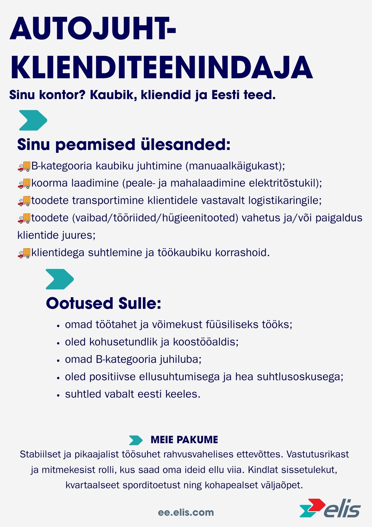 Elis Textile Service AS Autojuht - klienditeenindaja