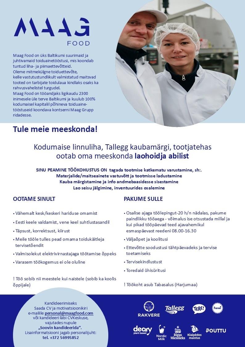 Maag Eesti AS Laohoidja abiline