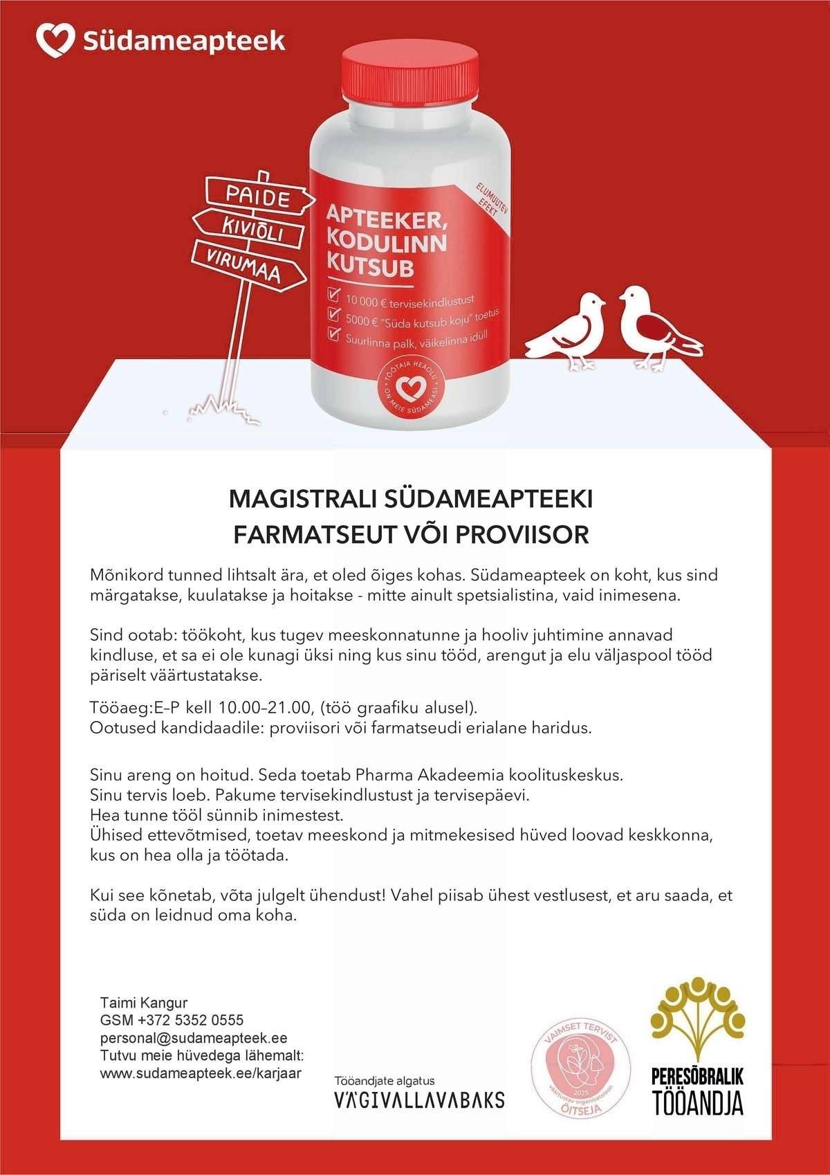 PHARMA HOLDING OÜ FARMATSEUT VÕI PROVIISOR MAGISTRALI SÜDAMEAPTEEGIS
