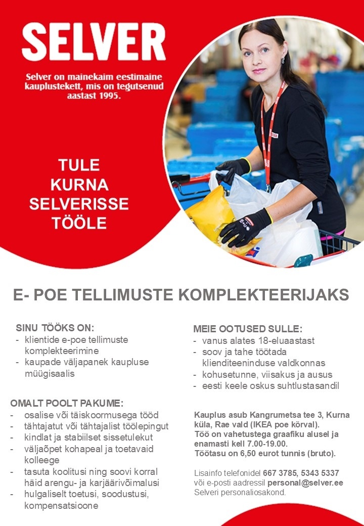 Selver E-poe tellimuste komplekteerija Kurna Selveris