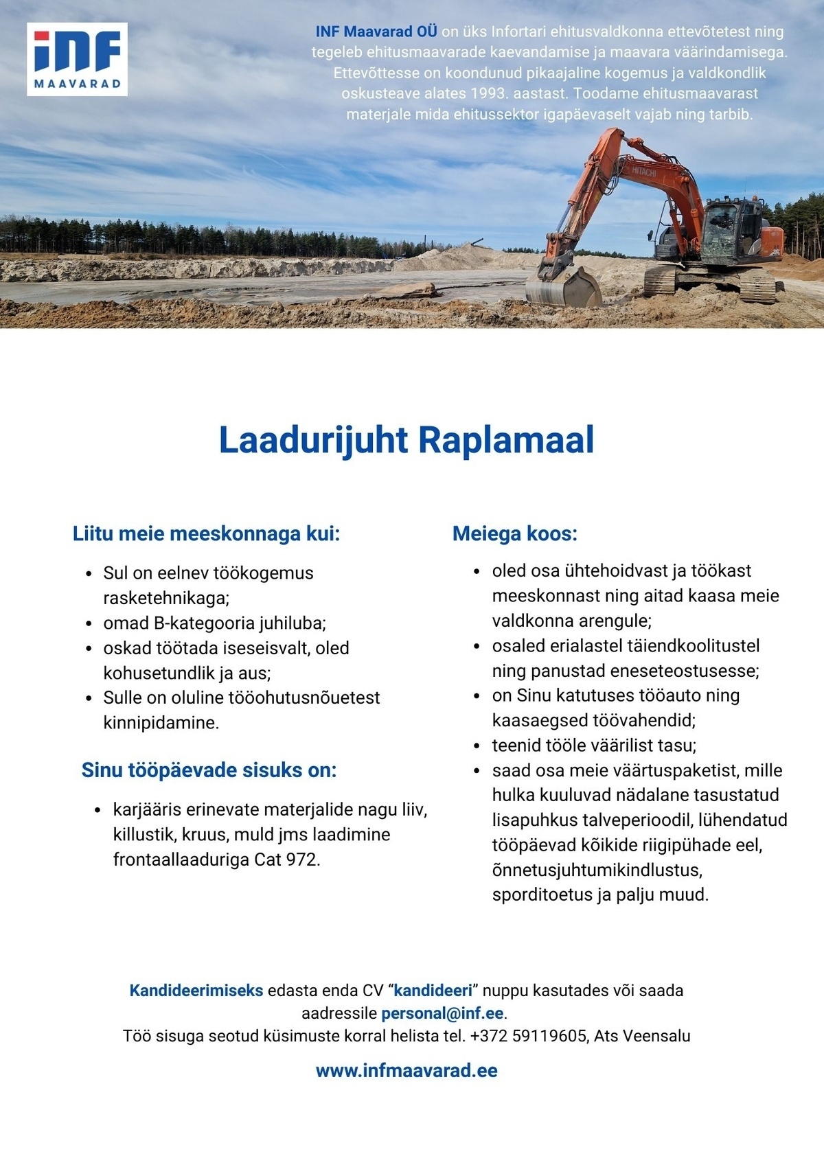 OÜ INF Maavarad Laadurijuht Raplamaal