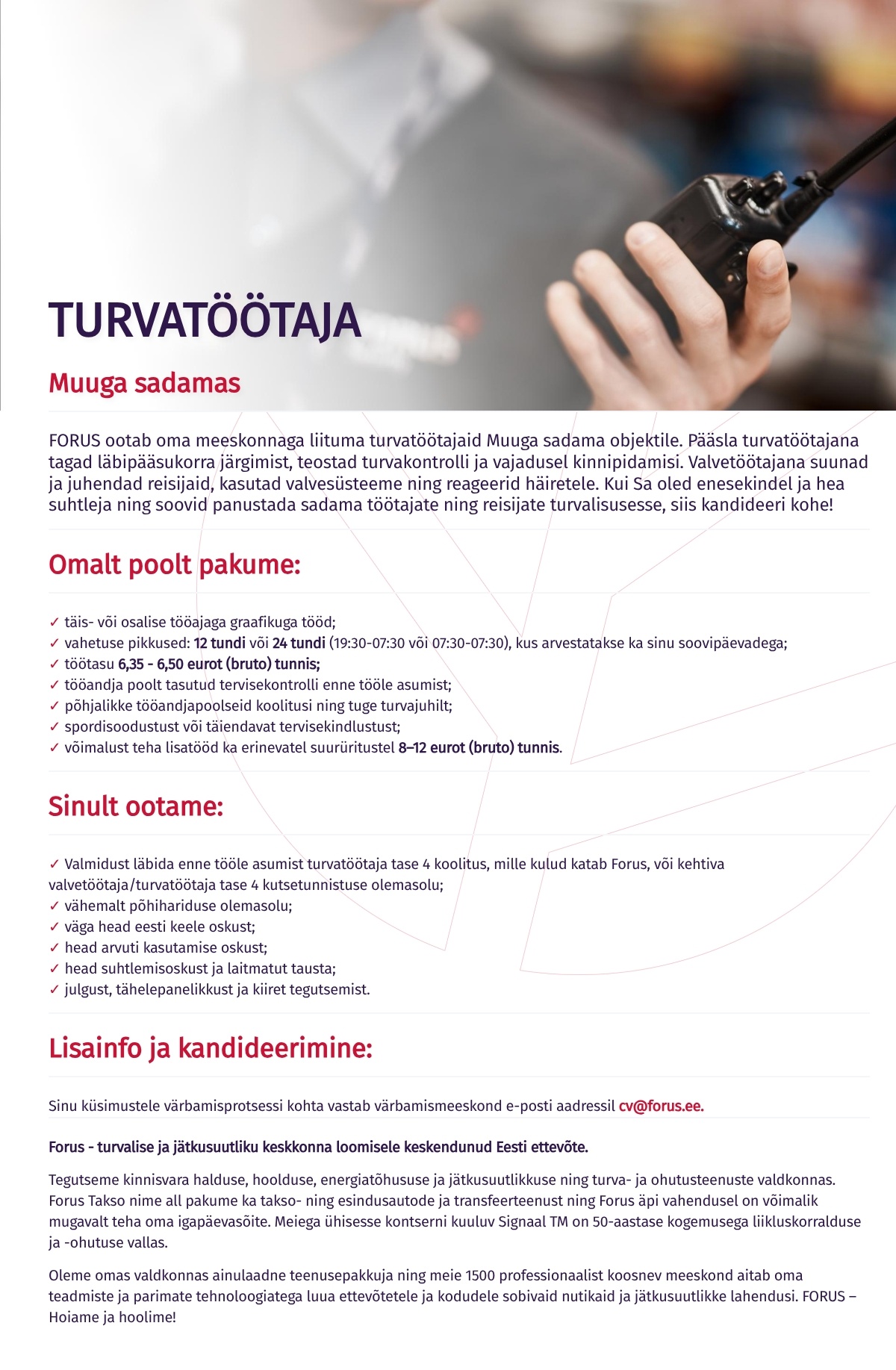 Forus Security AS Turvatöötaja Muuga sadamas