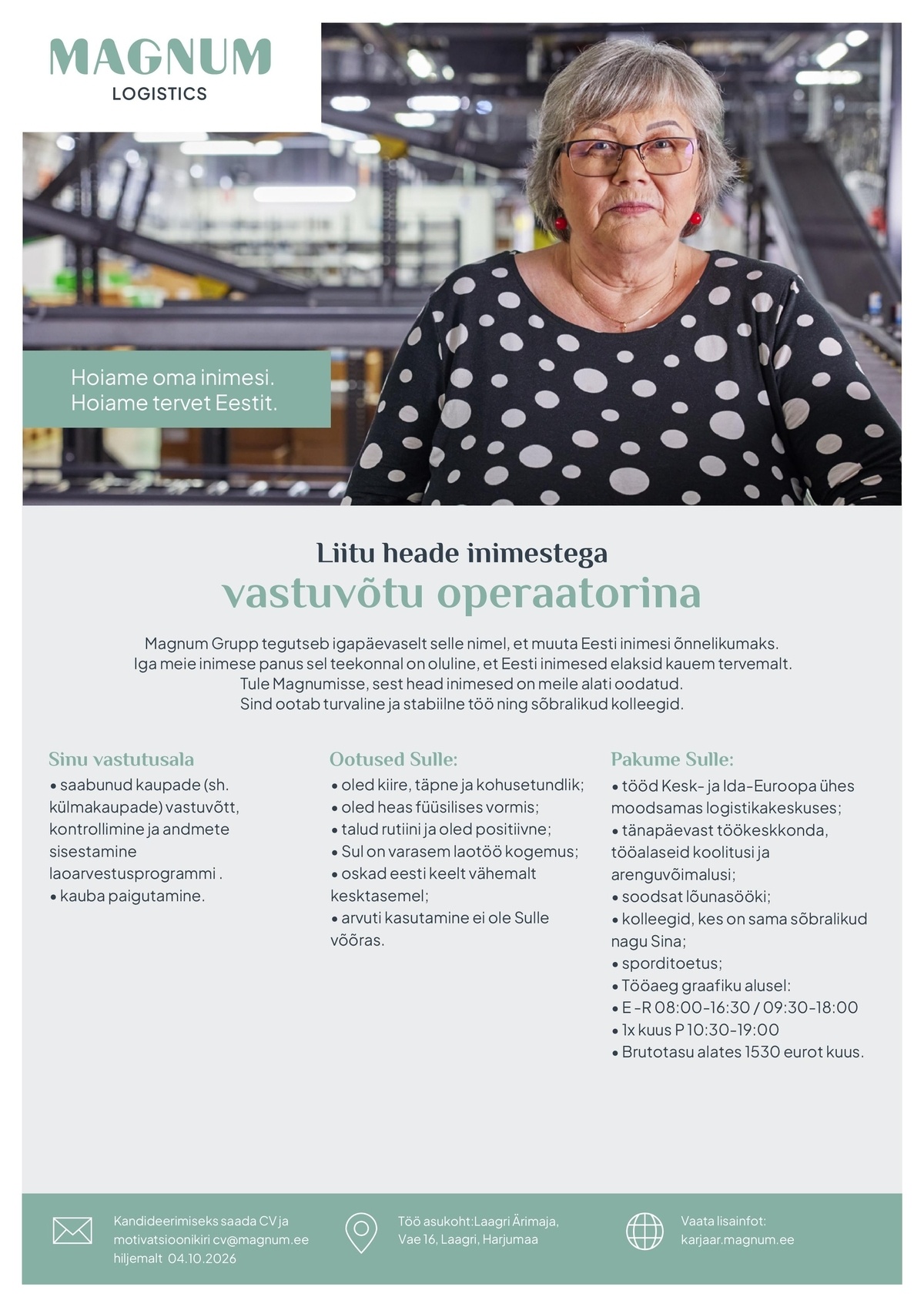 Magnum Logistics OÜ Vastuvõtu operaator