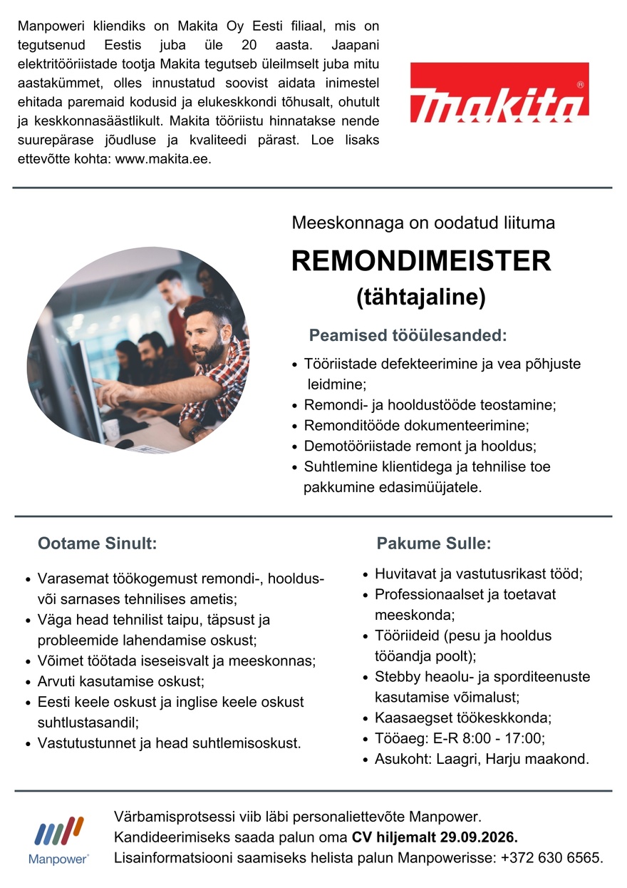 Manpower OÜ REMONDIMEISTER (tähtajaline)