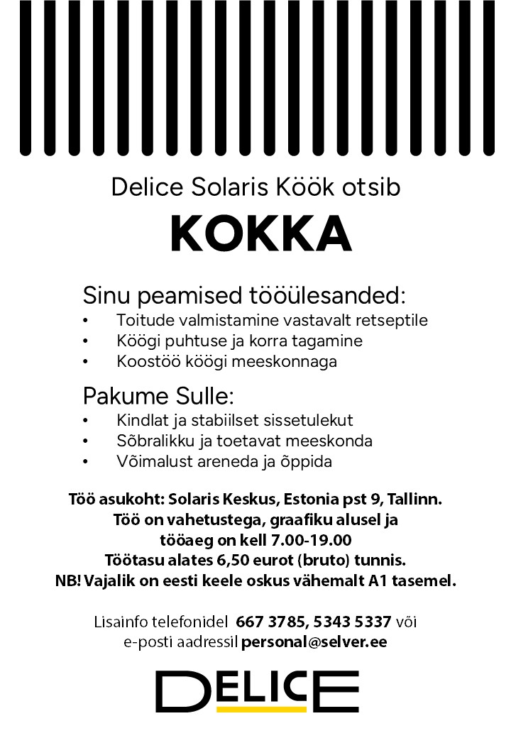 Selver Kokk Delice Solaris Köögis