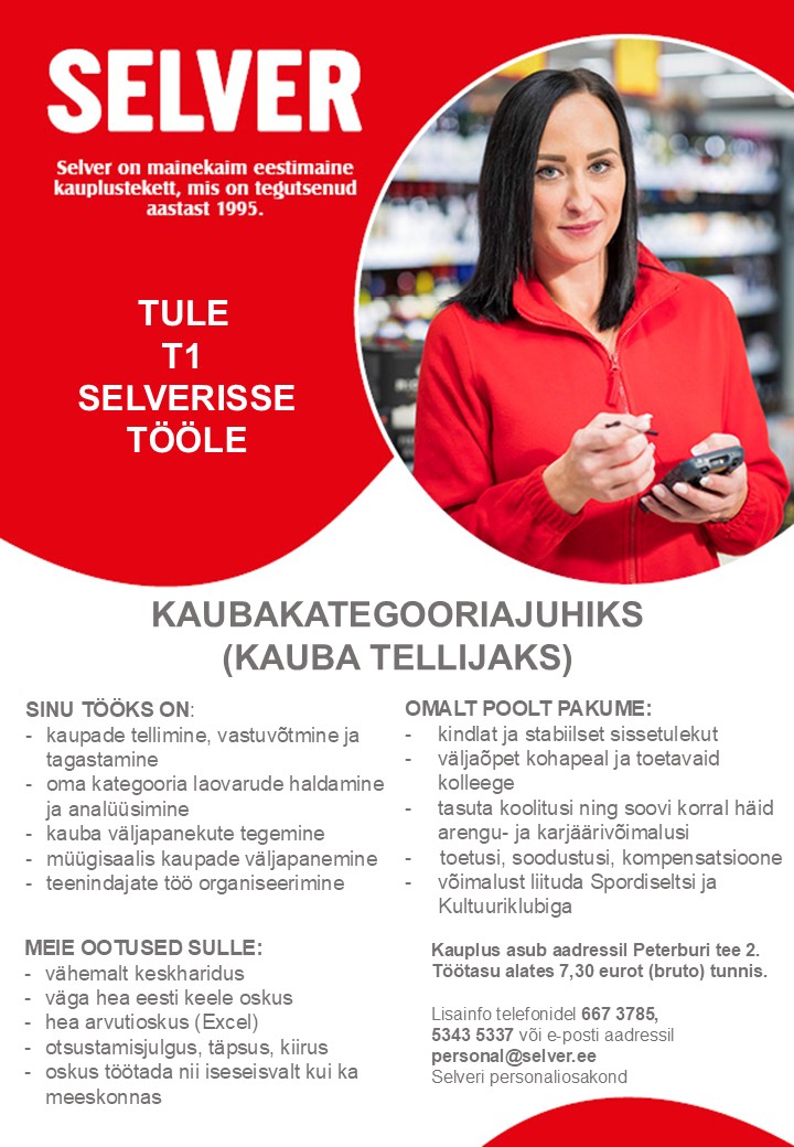 Selver Kaubakategooriajuht (kauba tellija) T1 Selveris