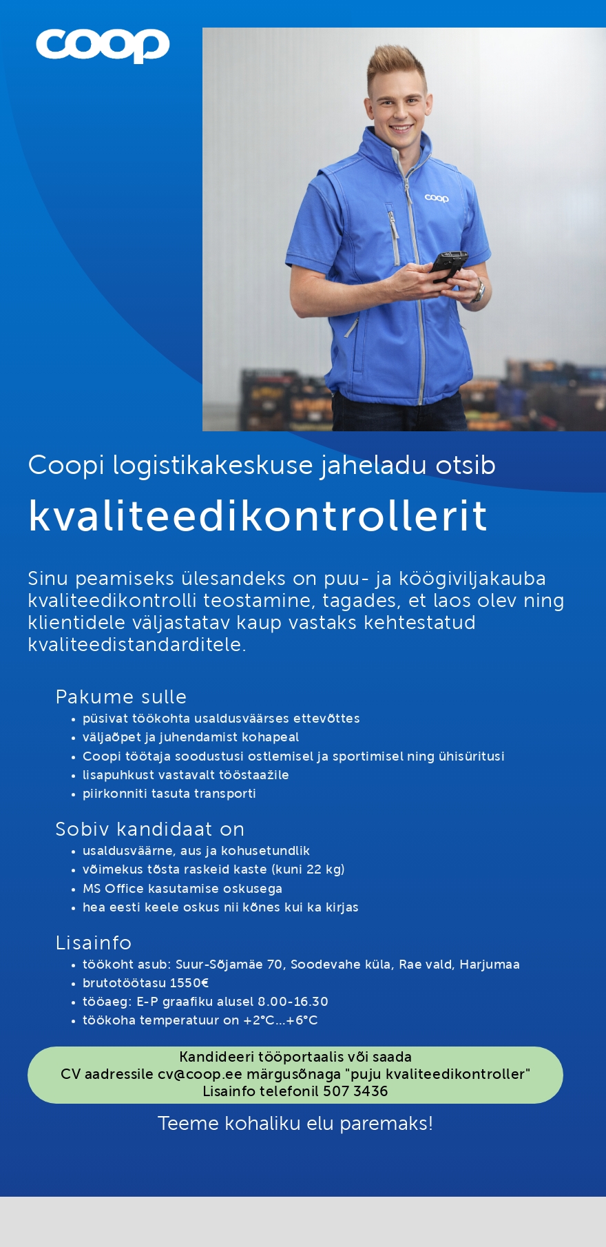 Coop Eesti Keskühistu Kvaliteedikontroller (jaheladu)