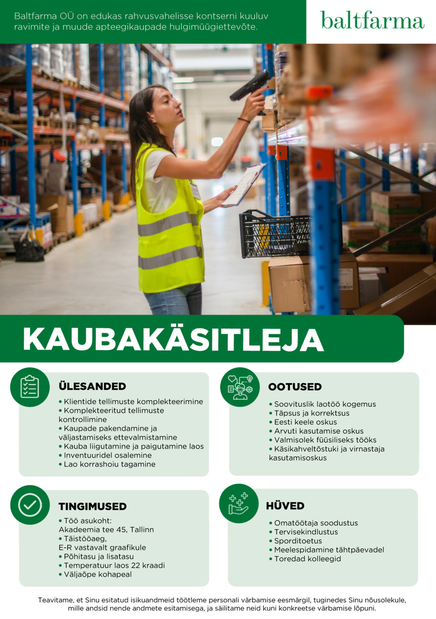 Baltfarma OÜ Kaubakäsitleja