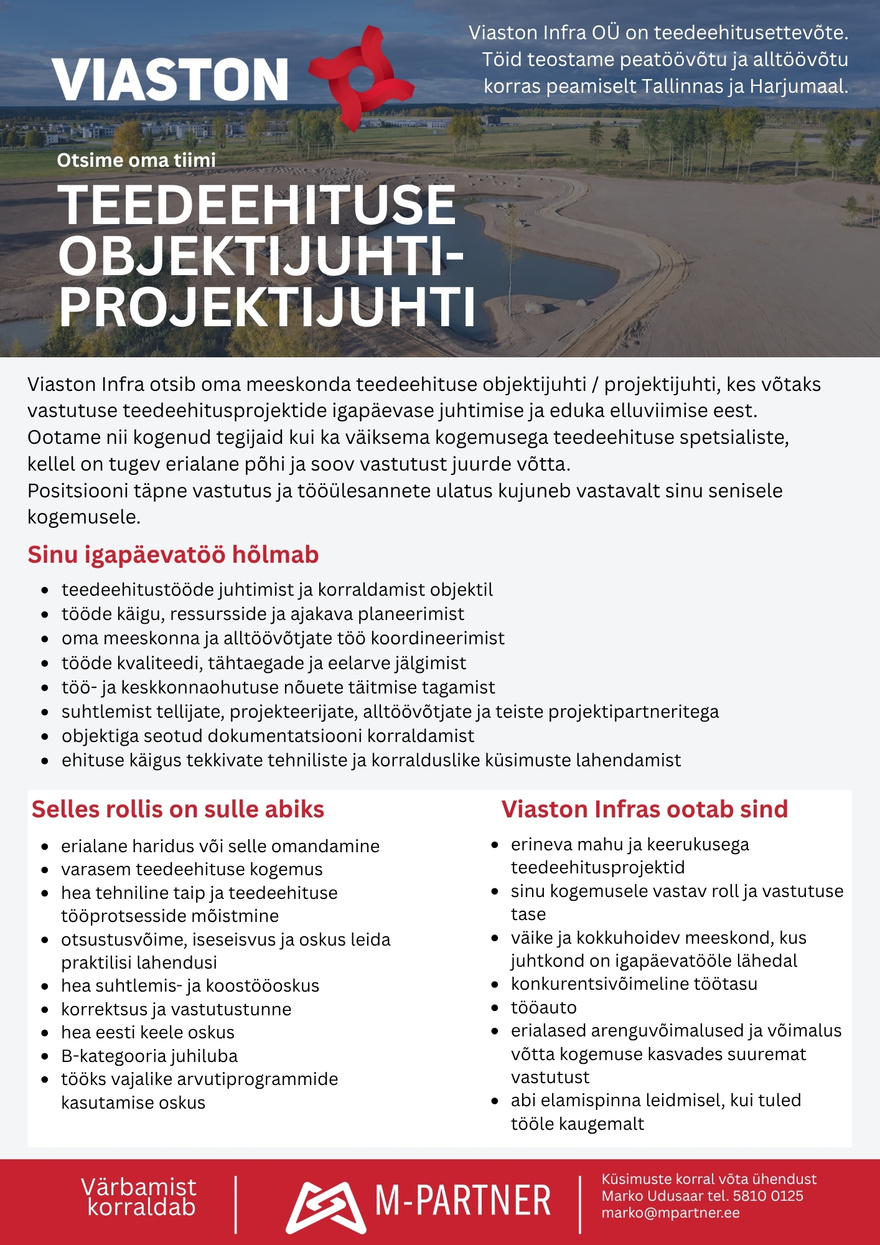 M-Partner HR Teedeehituse objektijuht-projektijuht