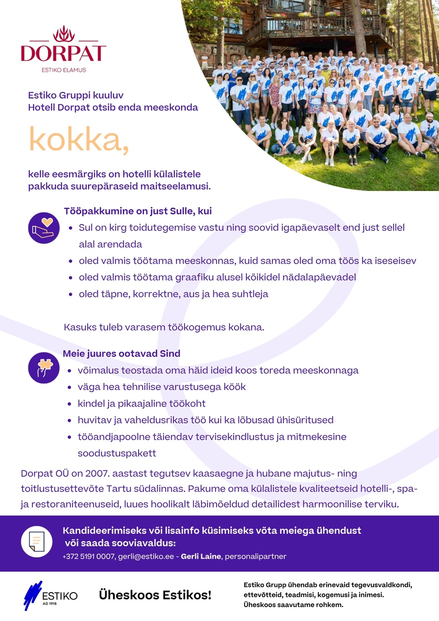 Dorpat OÜ Restoarn Doprat kokk