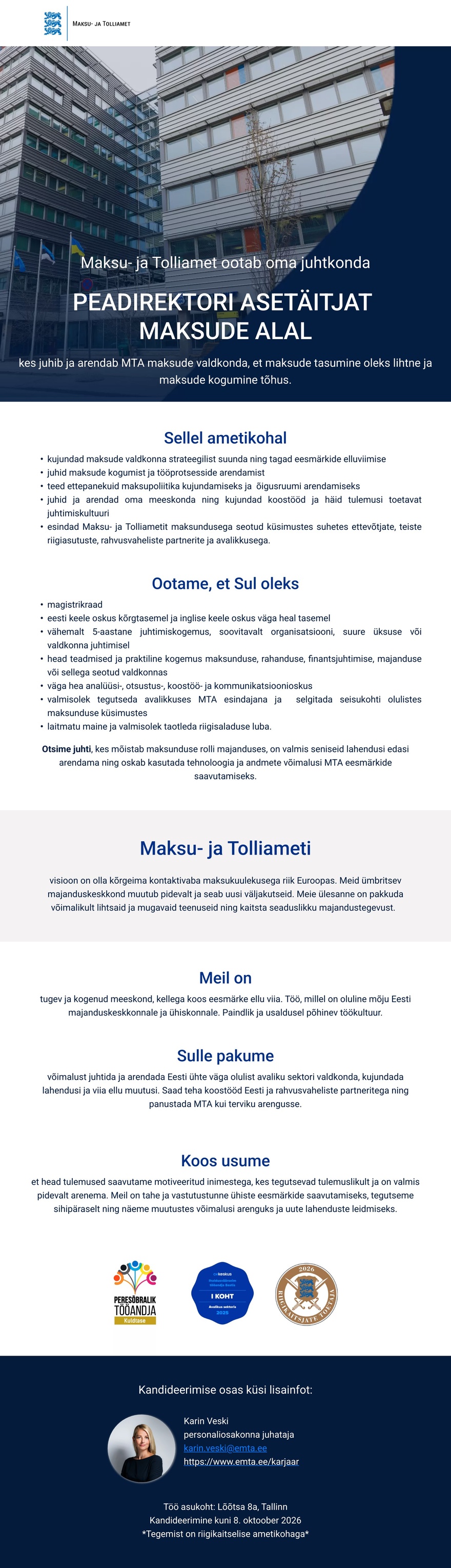 Maksu- ja Tolliamet Peadirektori asetäitja maksude alal