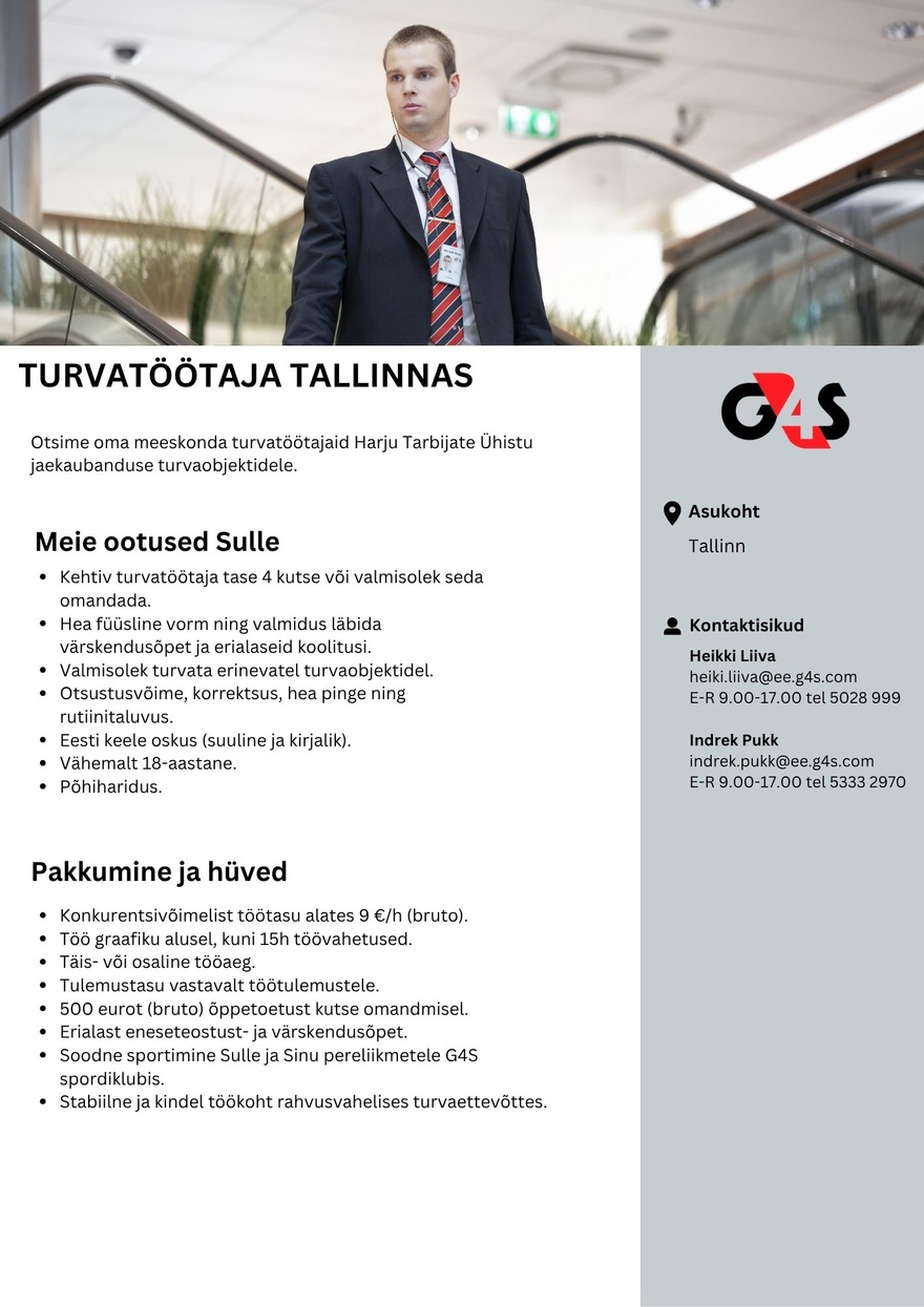 AS G4S Eesti Turvatöötaja Tallinnas
