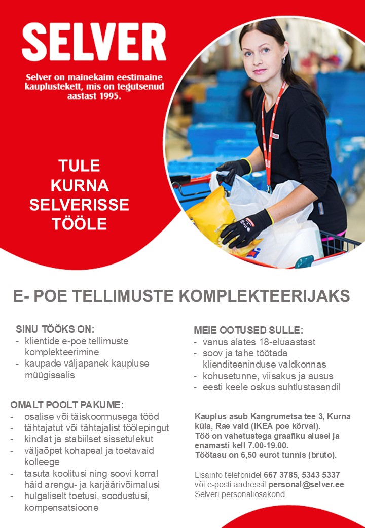 Selver E-poe tellimuste komplekteerija Kurna Selveris