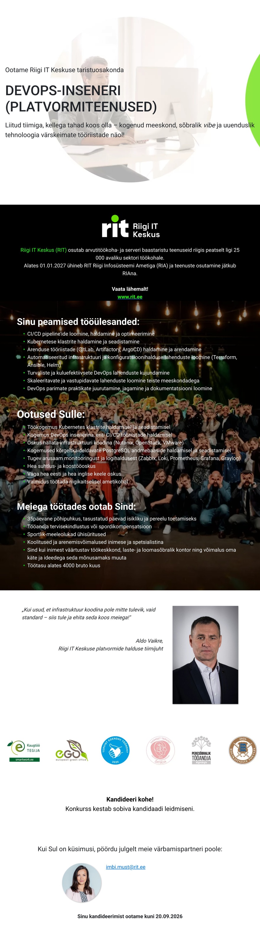 Riigi IT Keskus DevOps-insener (platvormiteenused)