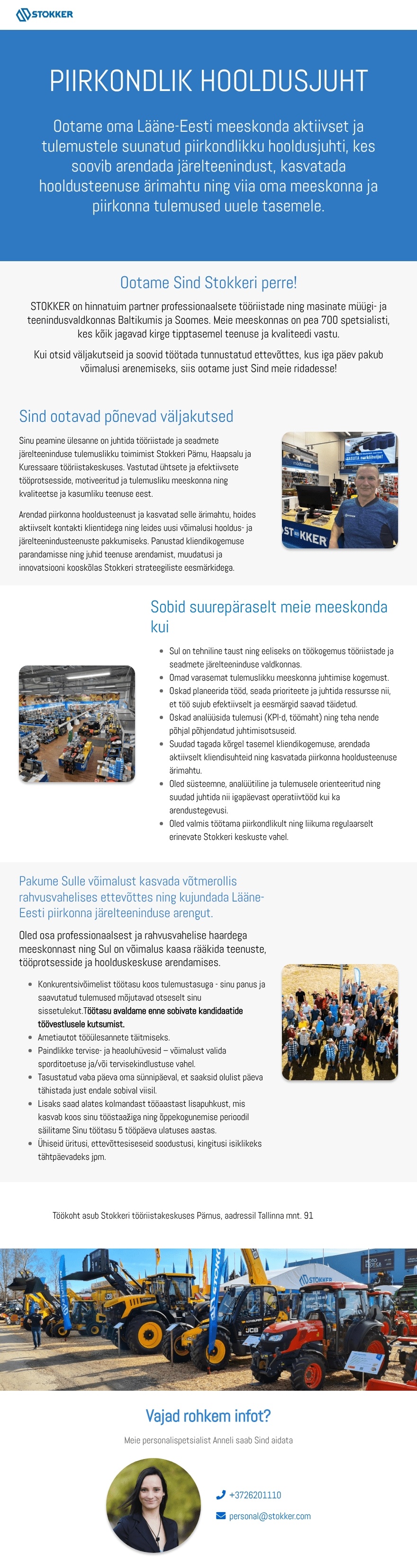 AS Stokker Lääne-Eesti piirkondlik hooldusjuht