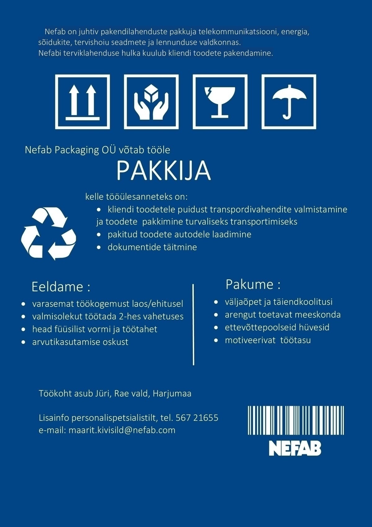 NEFAB PACKAGING OÜ PAKKIJA