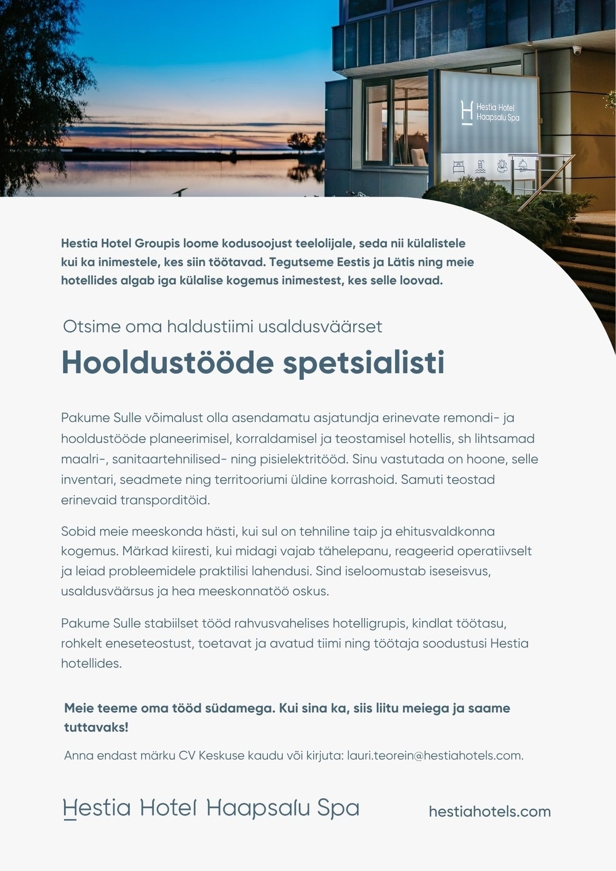 Hestia Hotel Haapsalu Spa Hooldustööde spetsialist