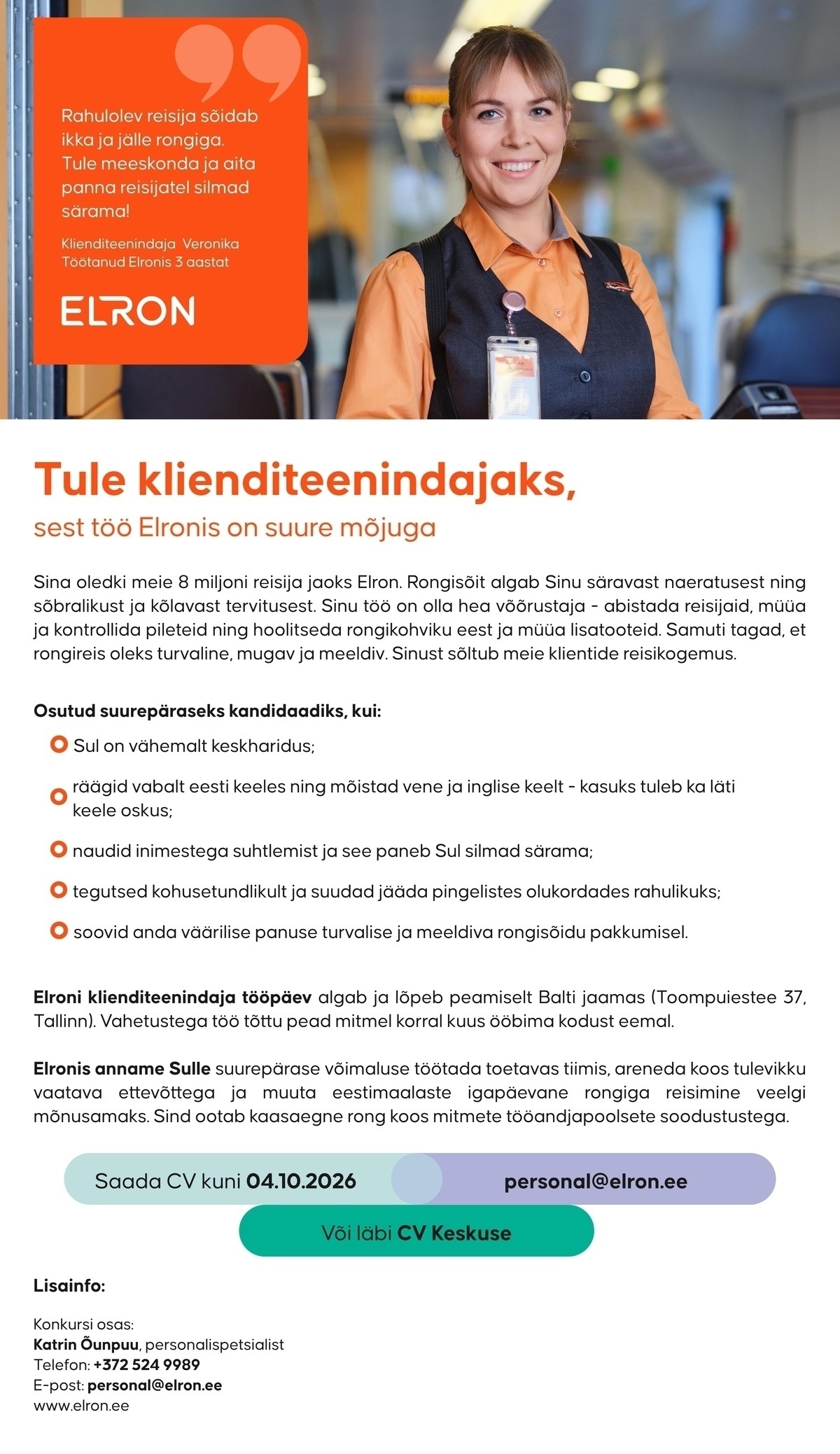 AS Eesti Liinirongid Klienditeenindaja