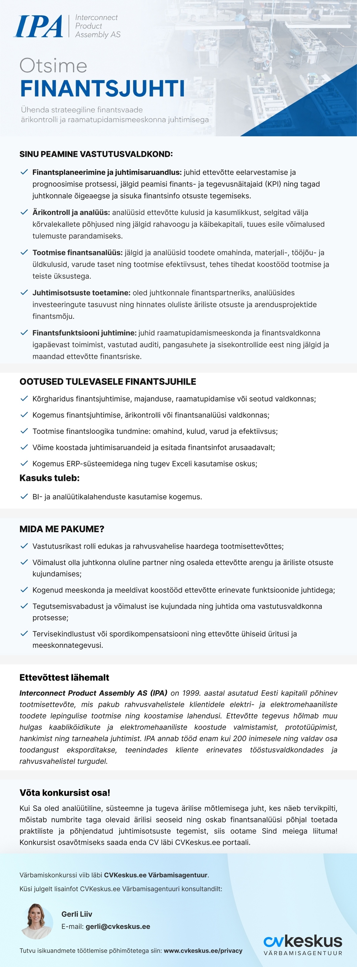 Interconnect Product Assembly AS FINANTSJUHT