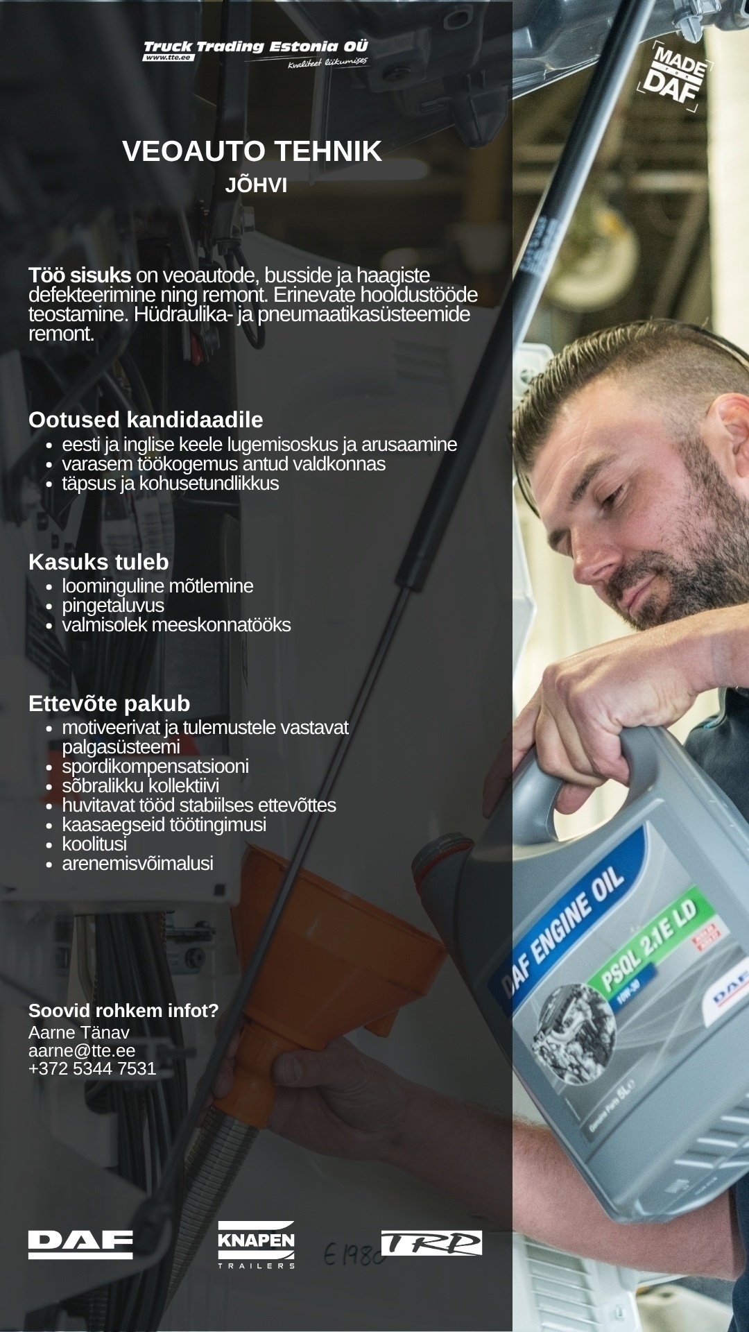 Truck Trading Estonia OÜ Veoauto tehnik Jõhvi