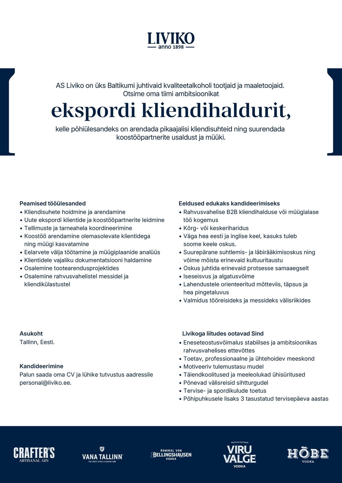 Liviko AS Ekspordi kliendihaldur