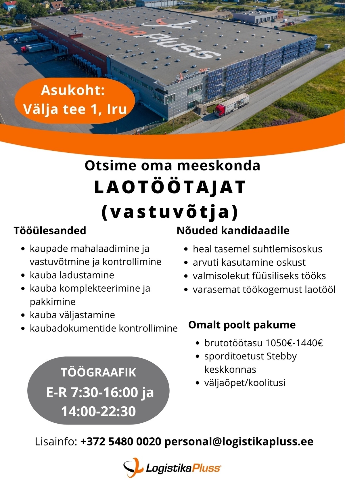 LOGISTIKA PLUSS OÜ Laotööline (vastuvõtja)