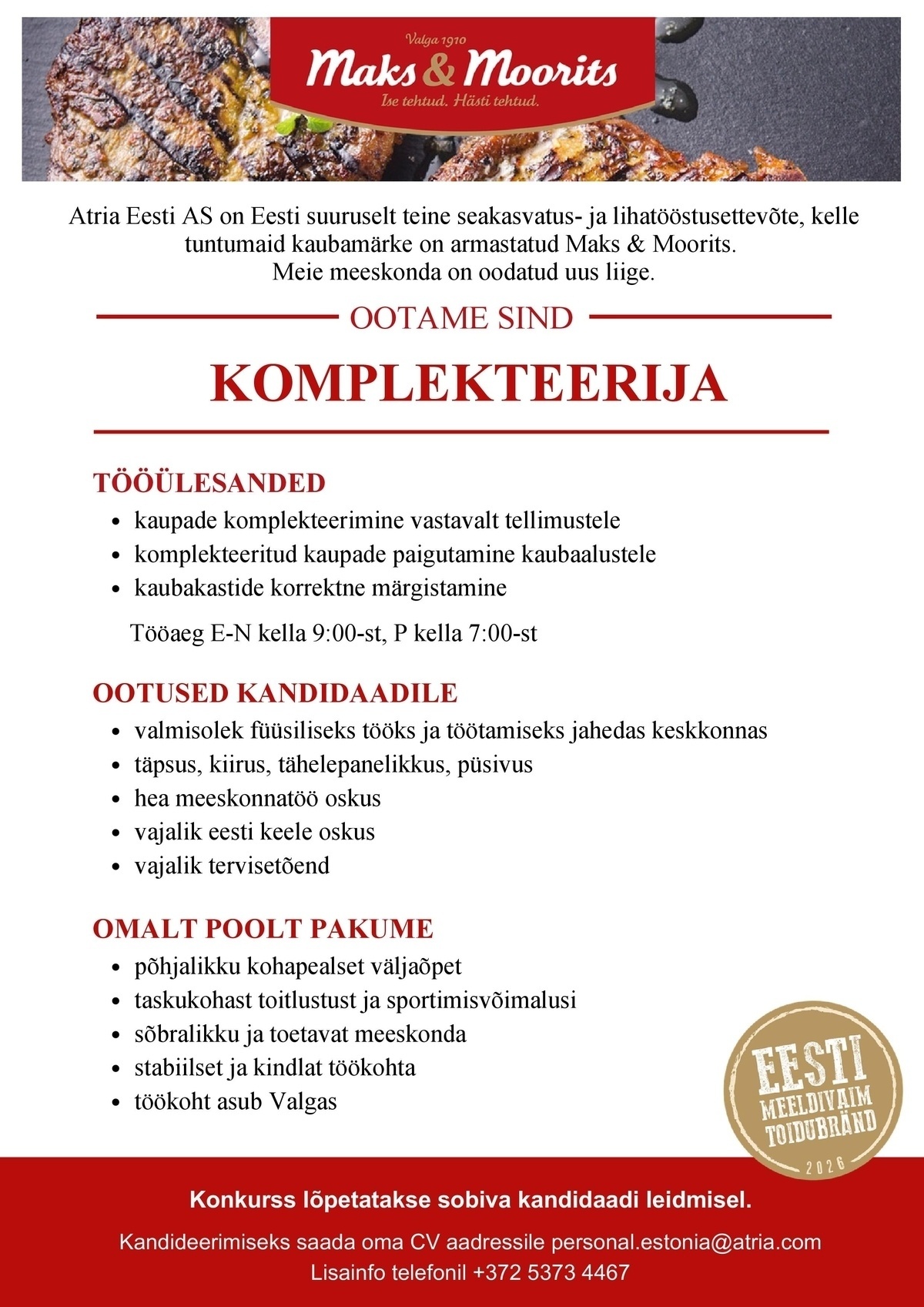 Atria Eesti AS Komplekteerija