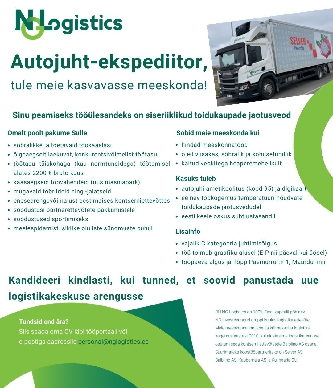 OÜ NG Logistics Autojuht-ekspediitor