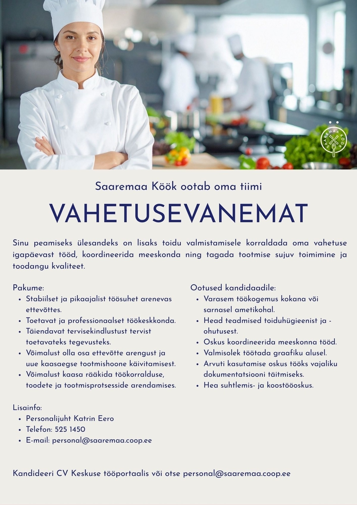 Saaremaa Tarbijate Ühistu Vanemkokk/vahetusevanem Saaremaa Kööki (Coop Saaremaa)