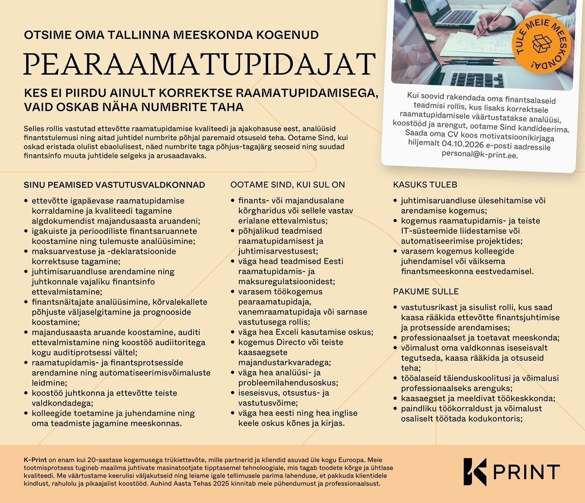 K-Print OÜ Pearaamatupidaja