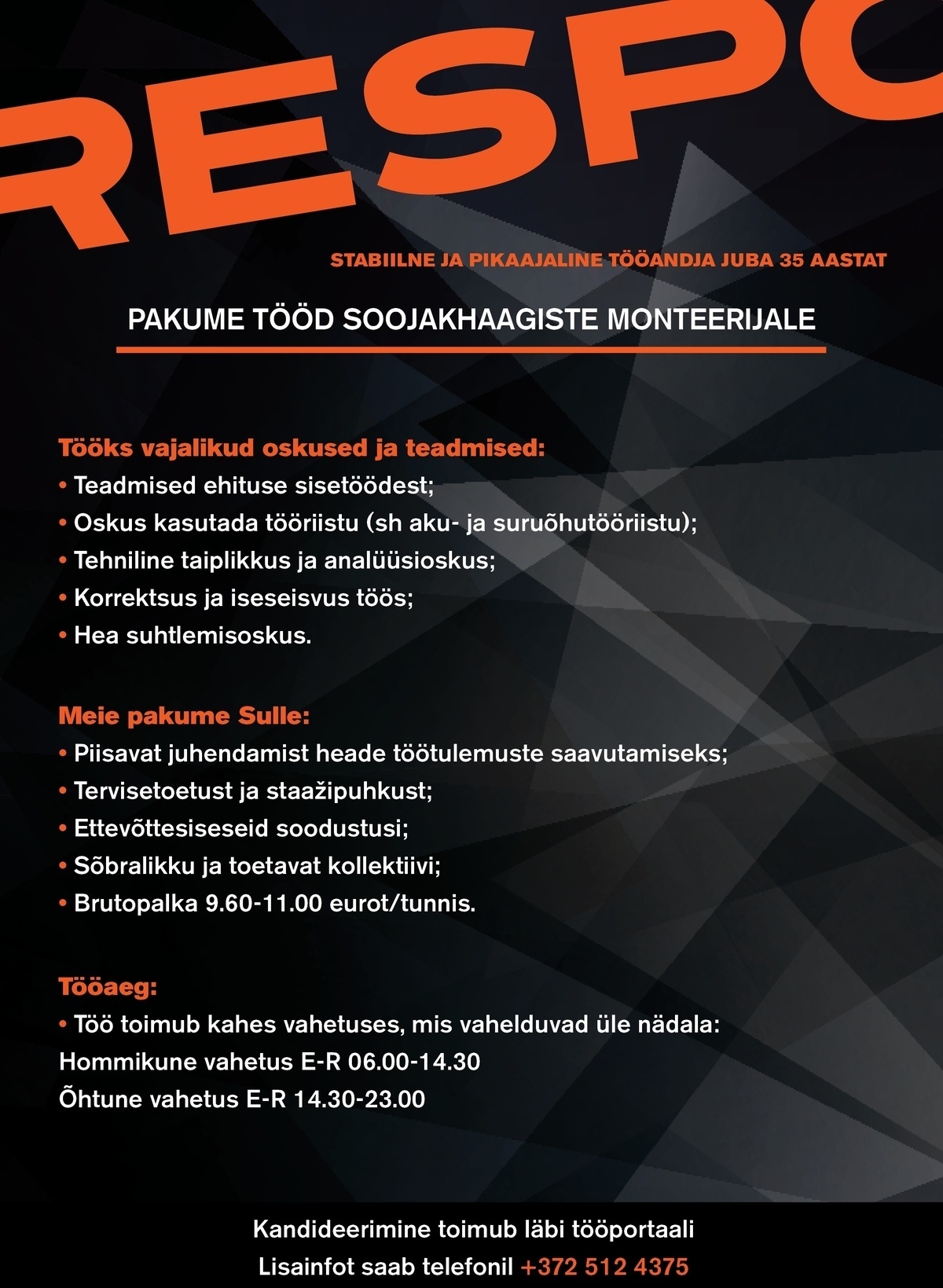 Respo Haagised AS SOOJAKHAAGISTE MONTEERIJA