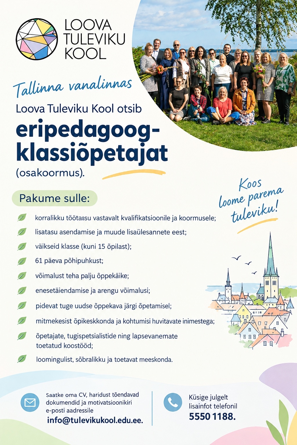 LOOVALT TULEVIKKU KOOL MTÜ Eripedagoog- klassiõpetaja (osakoormus)
