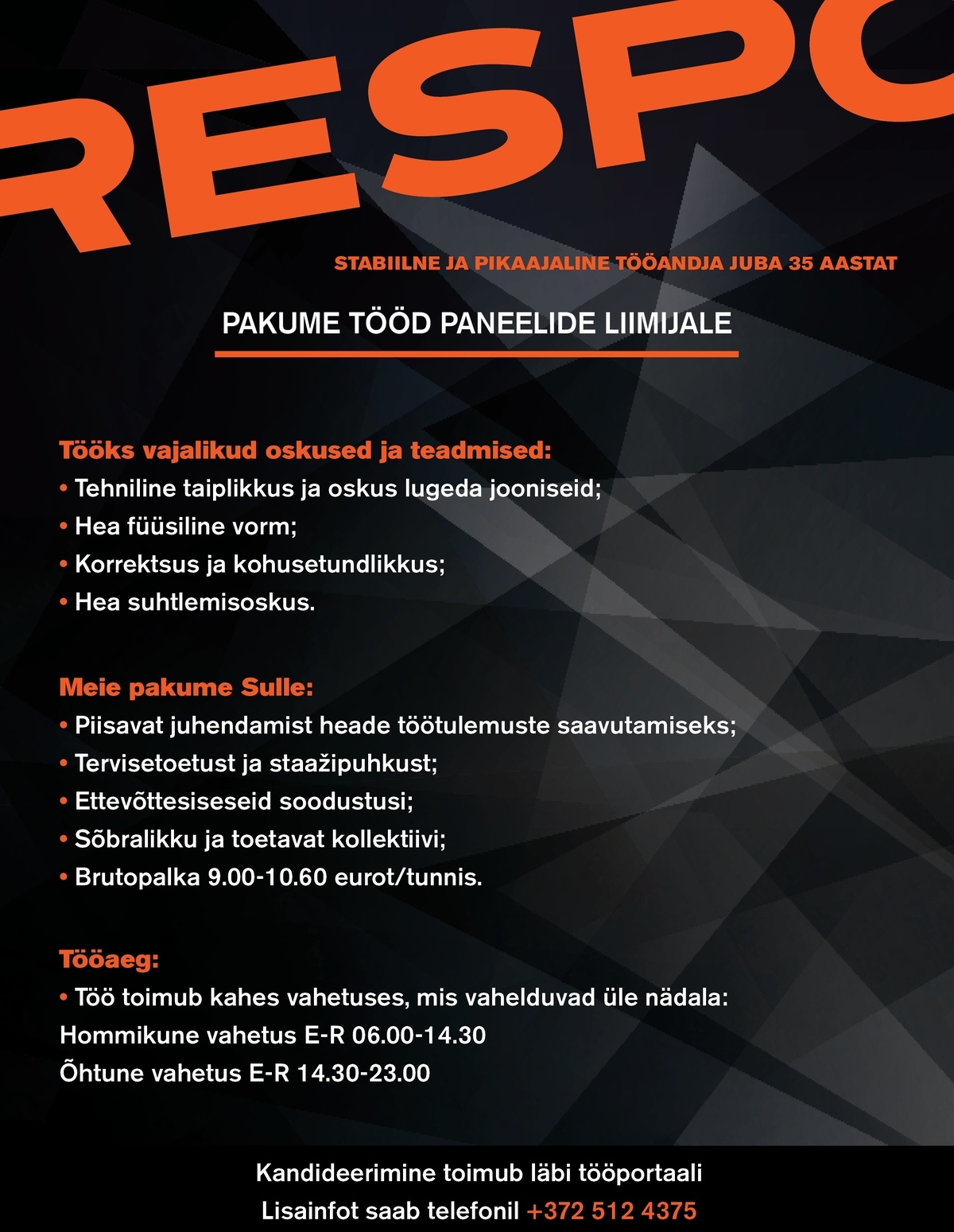 Respo Haagised AS PANEELIDE LIIMIJA