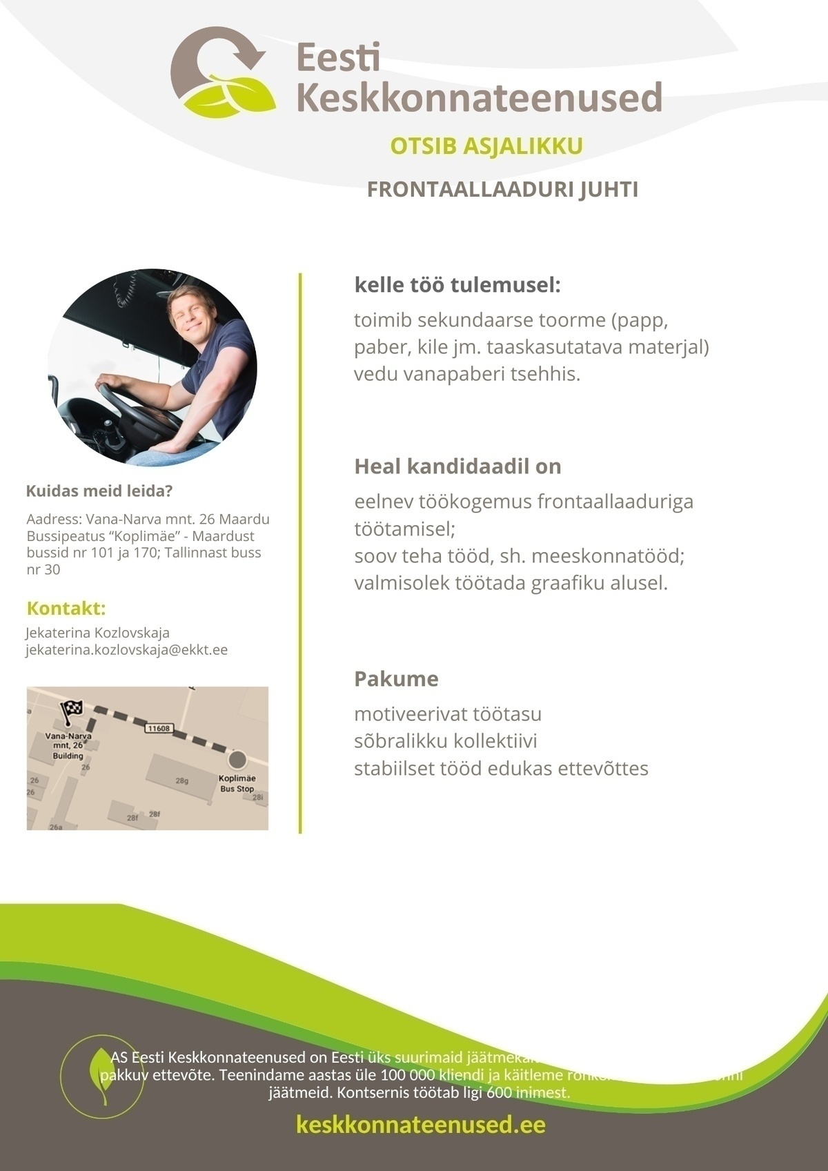Eesti Keskkonnateenused AS Frontaallaaduri juht