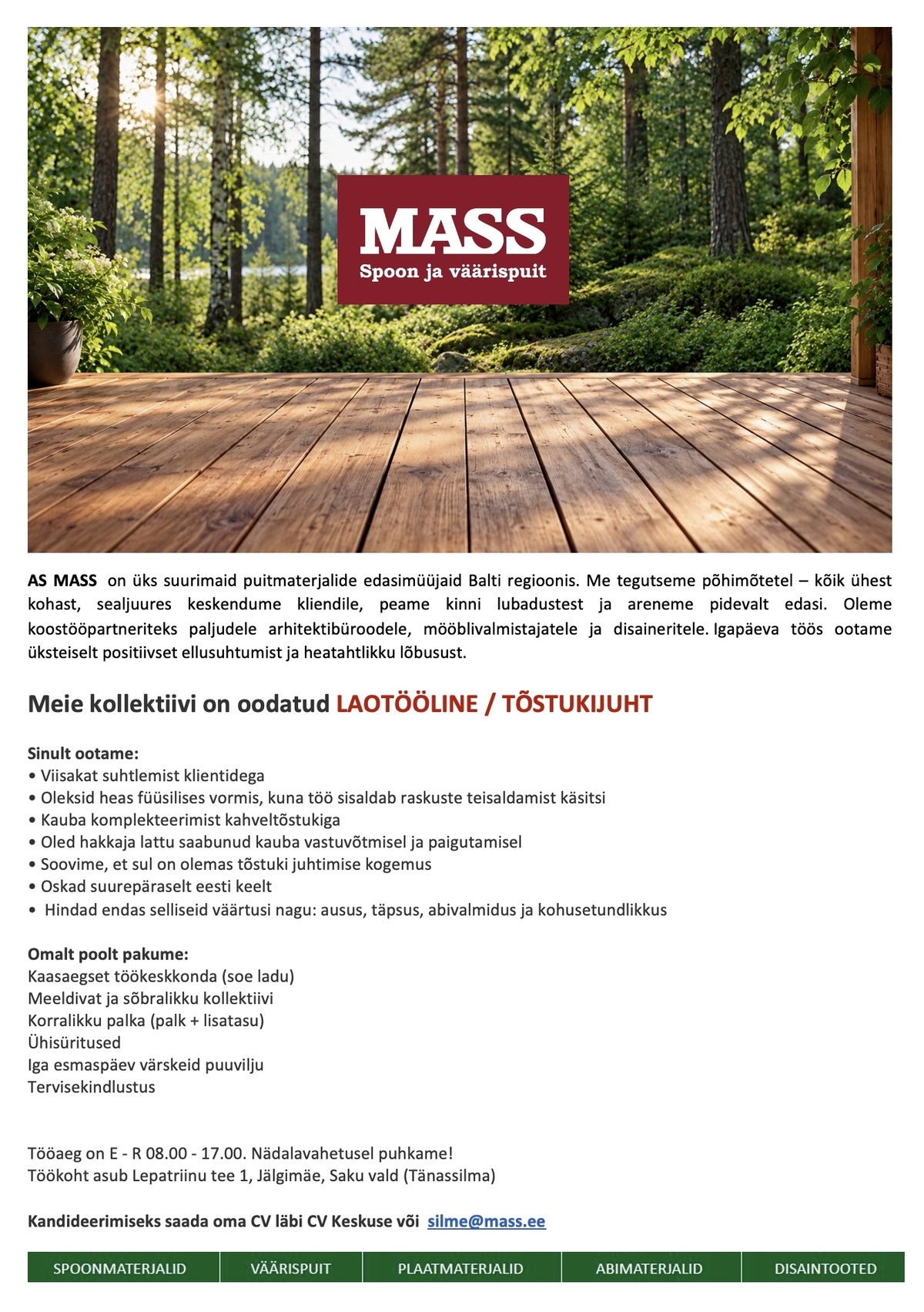 Mass AS Laotööline / tõstukijuht