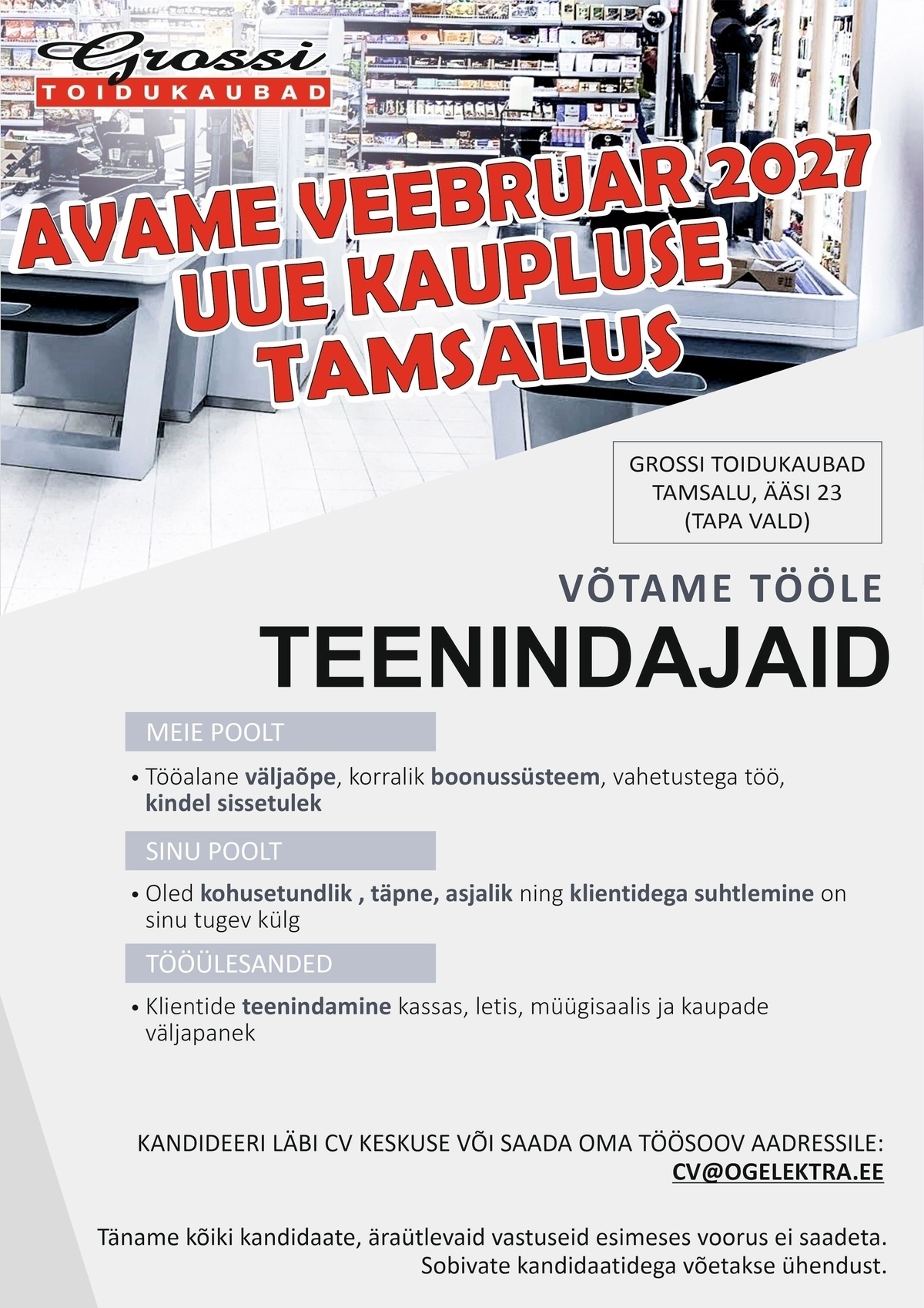 OG Elektra AS Teenindajad (UUS kauplus Tamsalus)