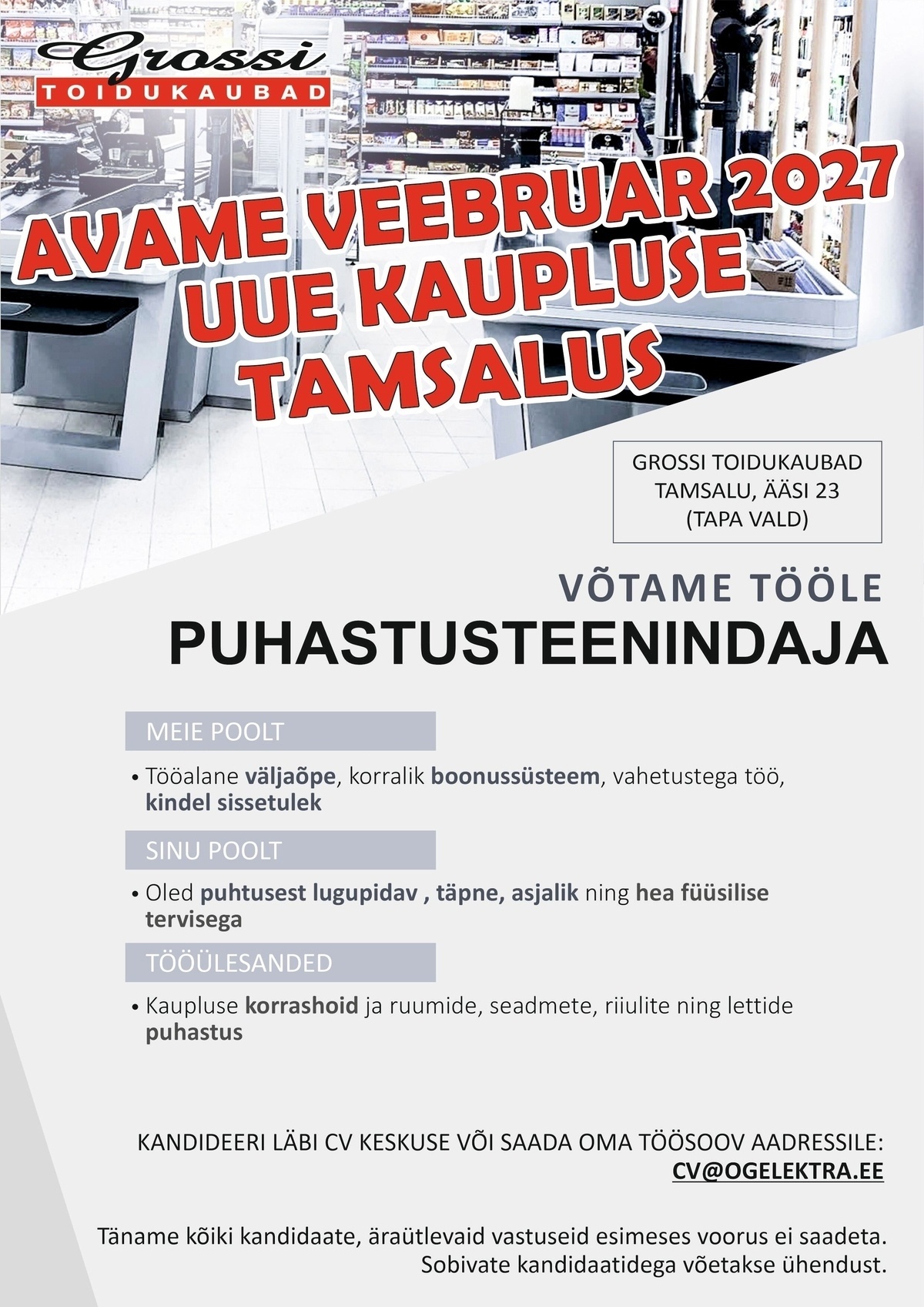 OG Elektra AS Puhastusteenindaja (UUS kauplus Tamsalus)