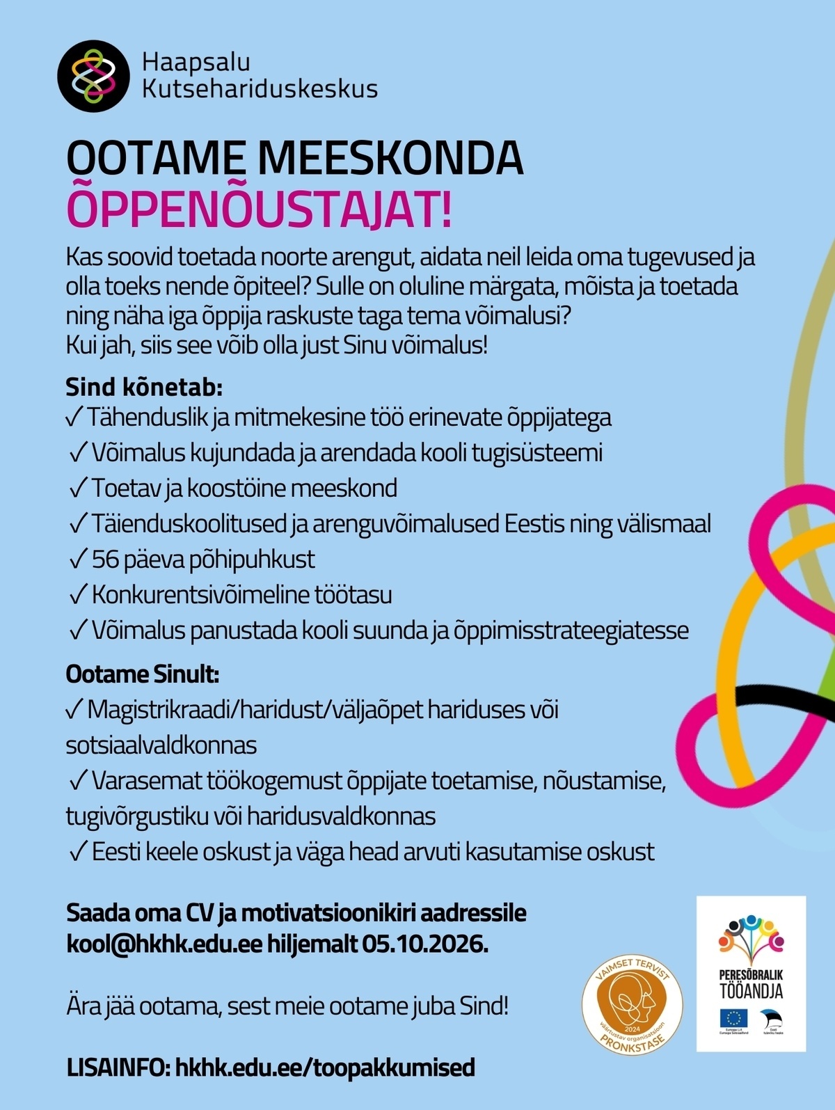 Haapsalu Kutsehariduskeskus Õppenõustaja