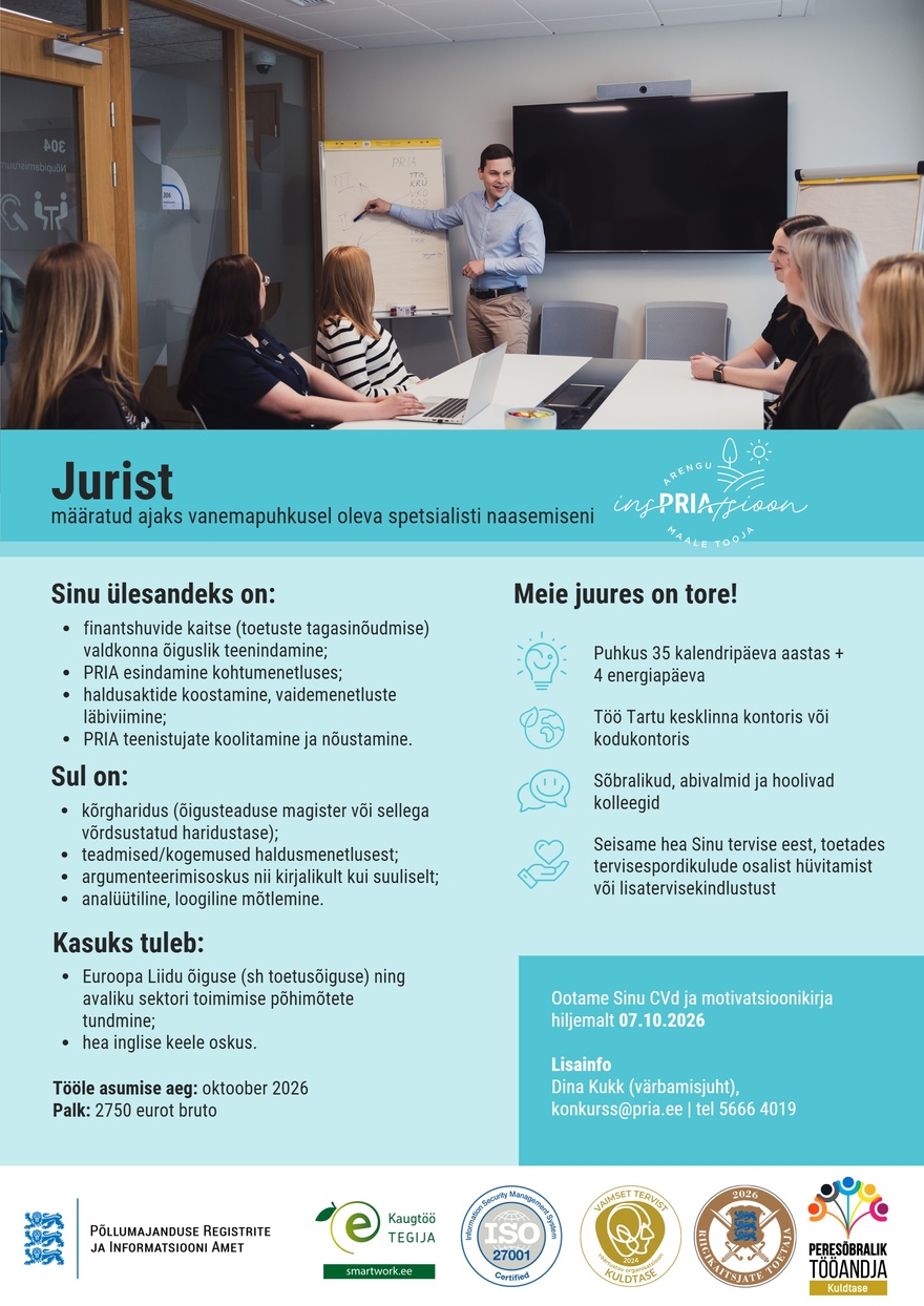 Põllumajanduse Registrite ja Informatsiooni Amet Jurist