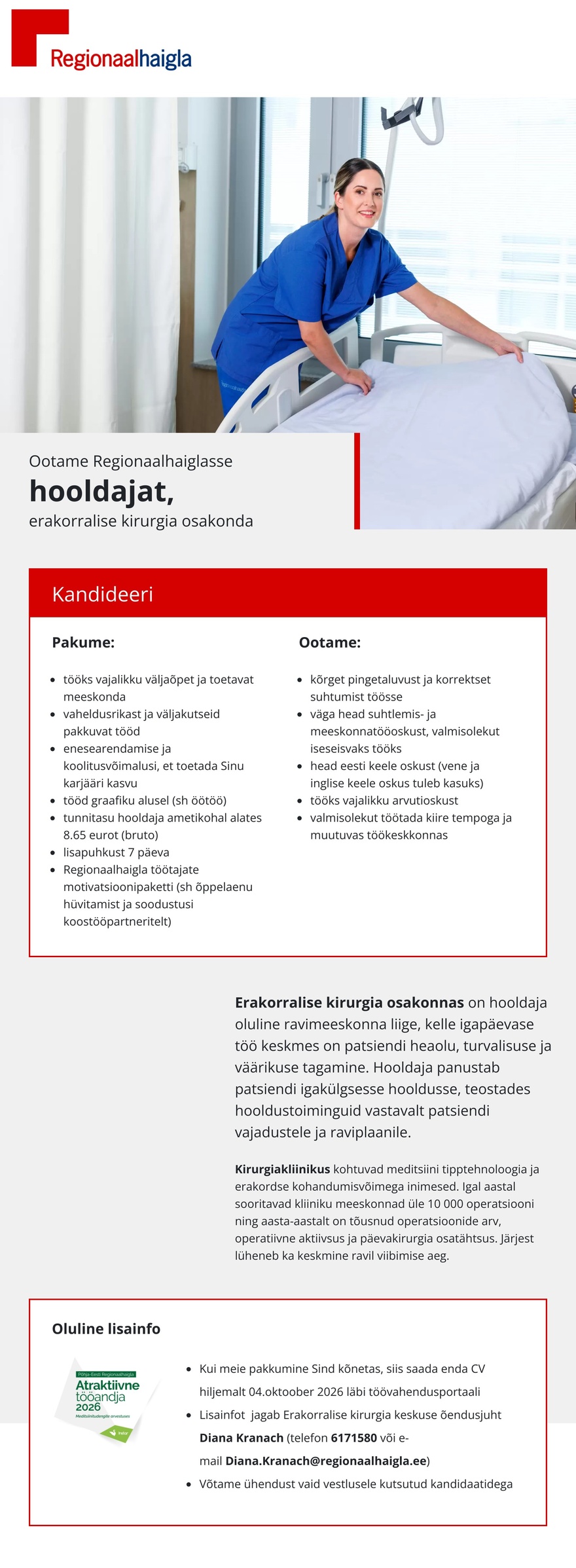 Põhja-Eesti Regionaalhaigla Hooldaja erakorralise kirurgia osakonda