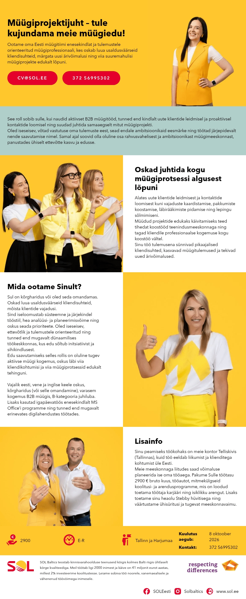 SOL Baltics OÜ Müügiprojektijuht – tule kujundama meie müügiedu!